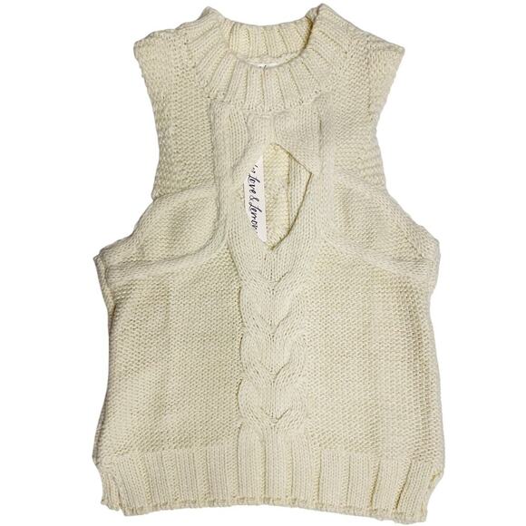 For Love & Lemons womens Keke Cable Knit Tank size 1X New Cream - Picture 9 of 10